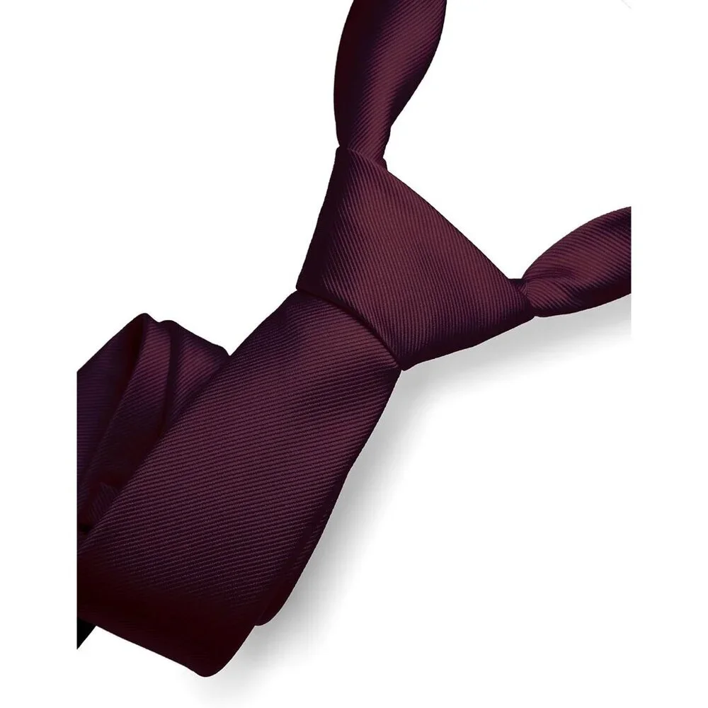 Men's Maroon Solid Colour Tie Formal Necktie Imported Silk Blend